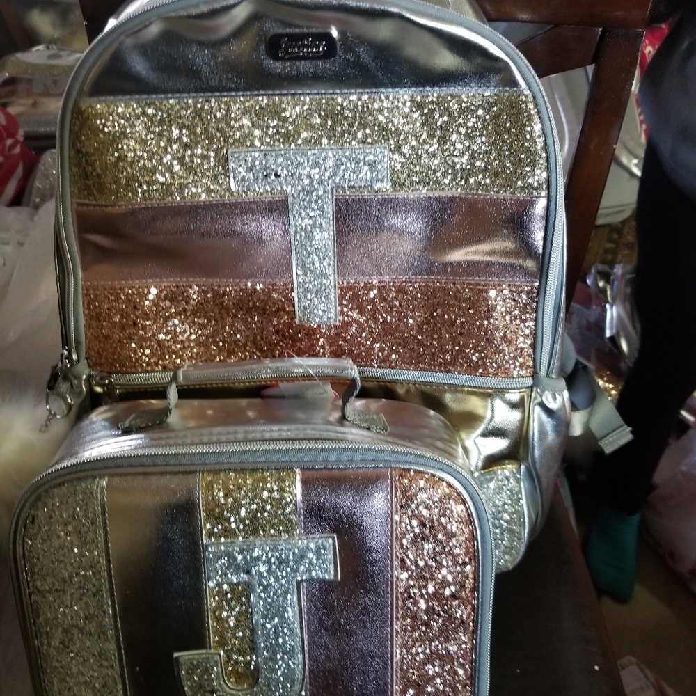 Justice Initial Backpack with Lunch box Letter T